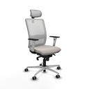 Haches sincro malla blanca similpiel blanco brazos blancos base aluminio cabecero malla 2D ruedas 65mm engomadas
