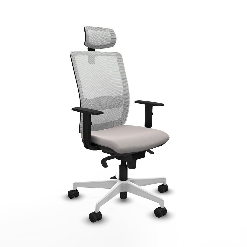 Haches sincro malla blanca similpiel blanco brazos 1D base blanca cabecero malla 2D ruedas 65mm nailon