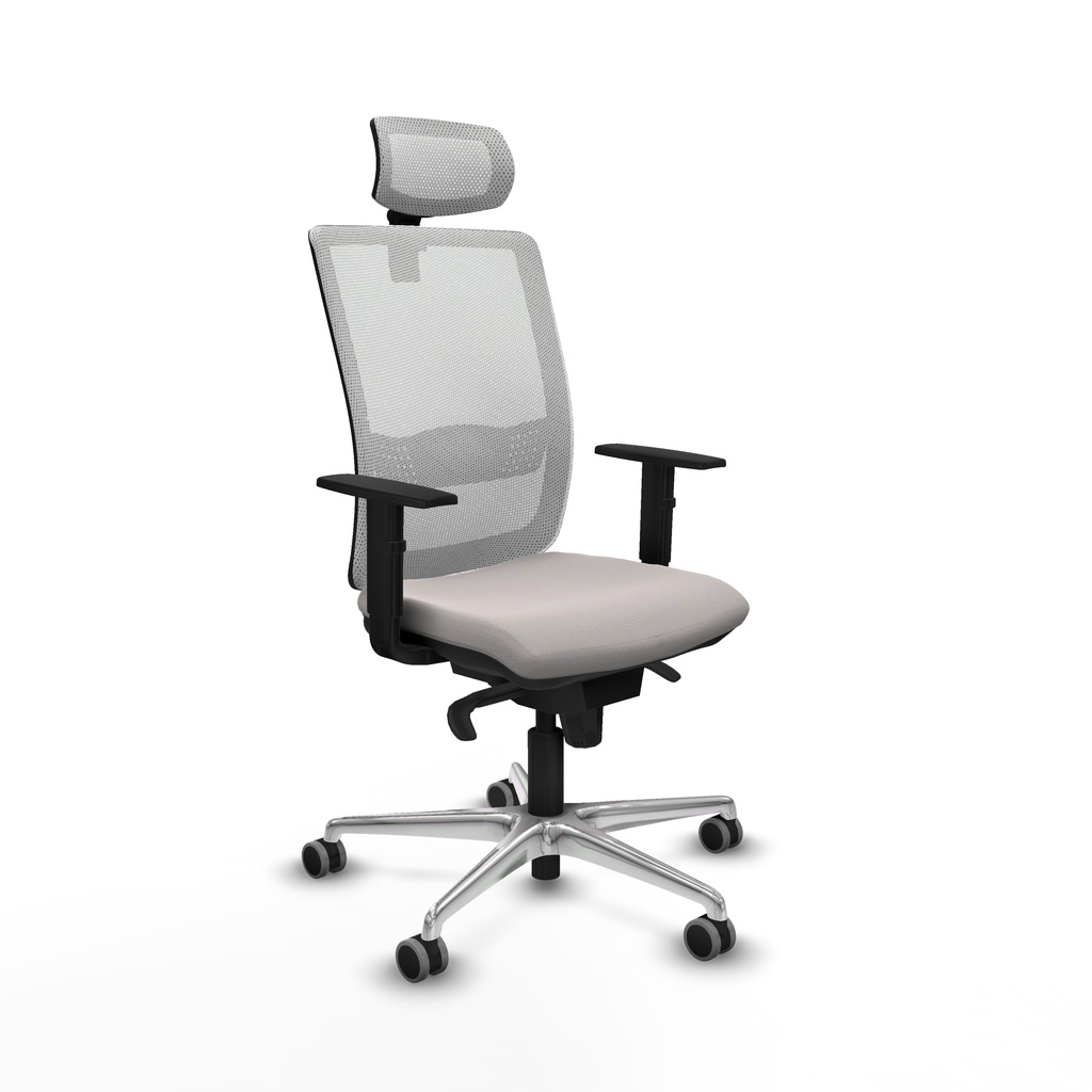 Haches sincro malla blanca similpiel blanco brazos 1D base aluminio cabecero malla 2D ruedas 65mm engomadas