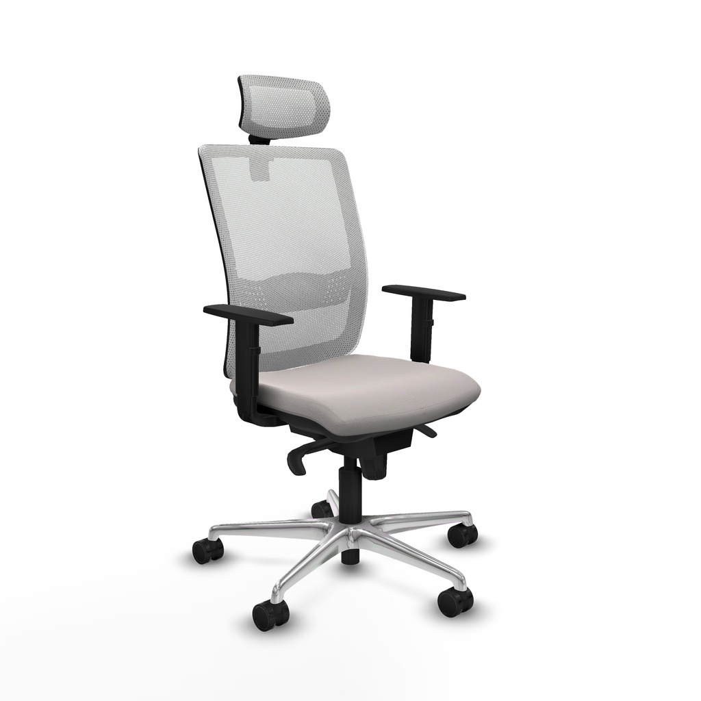 Haches sincro malla blanca similpiel blanco brazos 1D base aluminio cabecero malla 2D ruedas 65mm nailon