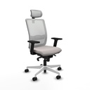 Haches sincro malla blanca similpiel blanco brazos 2D base blanca cabecero malla 2D ruedas 65mm nailon