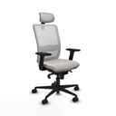 Haches sincro malla blanca similpiel blanco brazos 2D base nailon cabecero malla 2D ruedas 65mm nailon