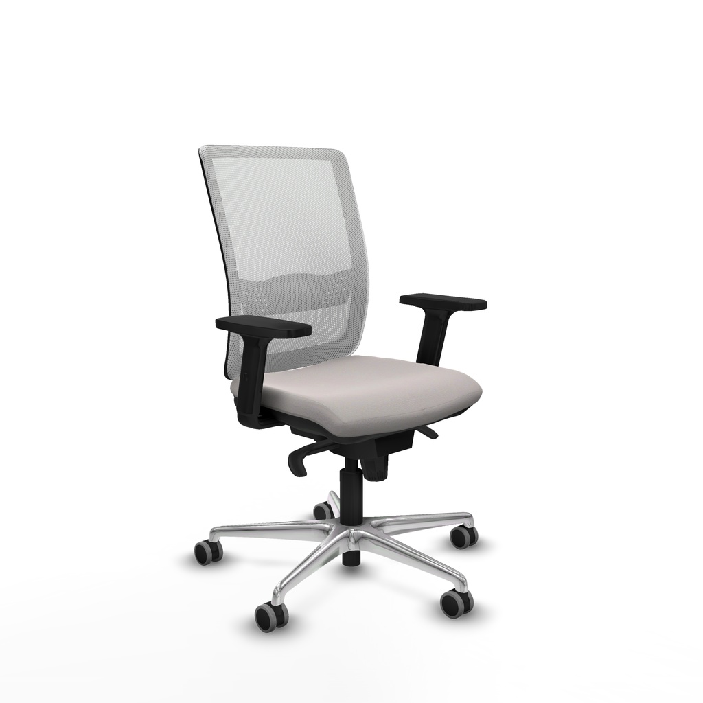 Haches sincro malla blanca similpiel blanco brazos 2D base aluminio ruedas 65mm engomadas