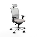 Haches sincro malla blanca similpiel blanco brazos 2D base aluminio cabecero malla 2D ruedas 65mm nailon