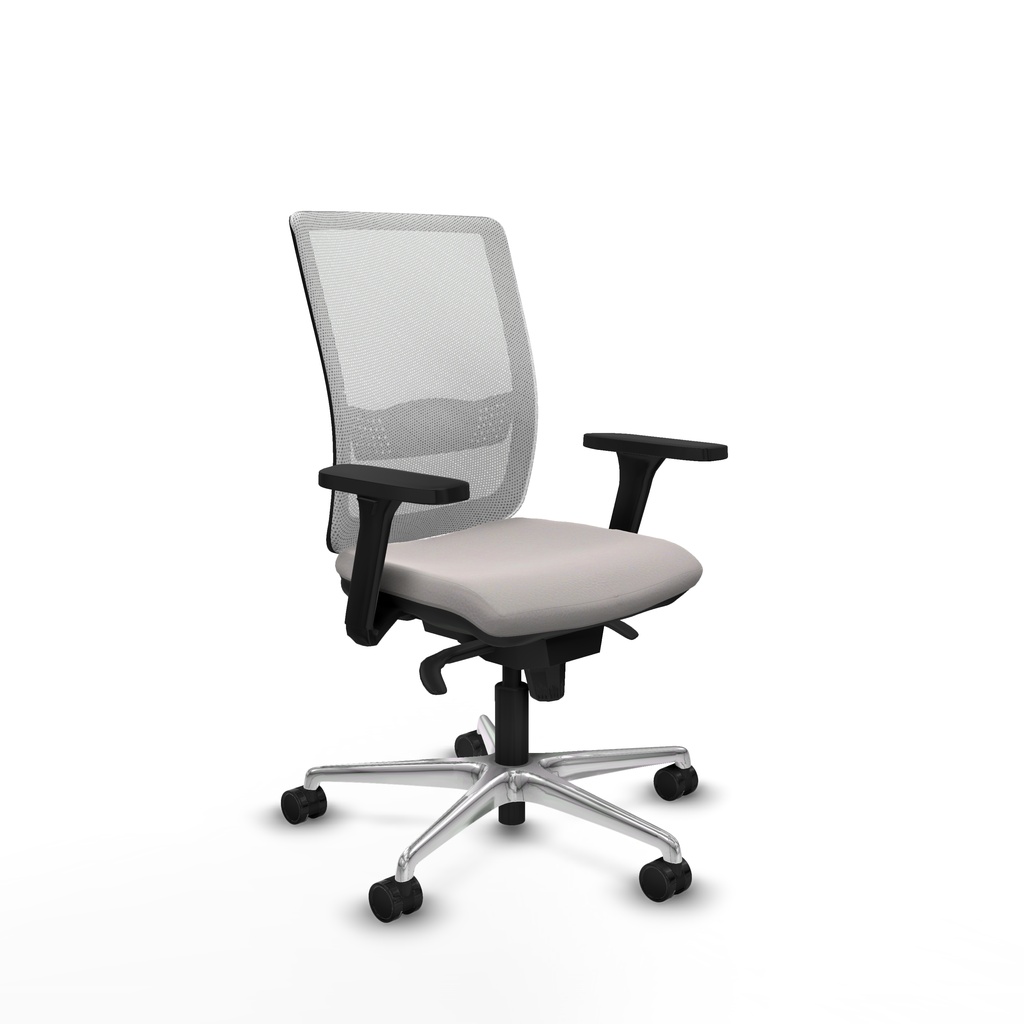 Haches sincro malla blanca similpiel blanco brazos 3D base aluminio ruedas 65mm nailon