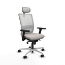 Haches sincro malla blanca similpiel blanco brazos 3D base aluminio cabecero malla 2D ruedas 65mm nailon