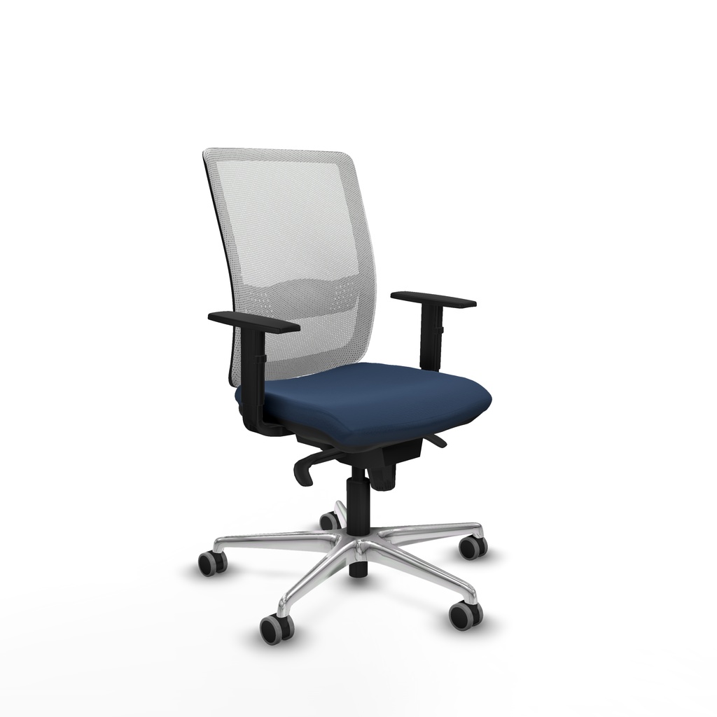 [395S4M2S200B1D086G0] Haches sincro malla blanca similpiel azul marino brazos 1D base aluminio ruedas 65mm engomadas
