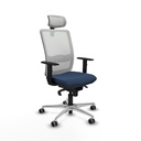 Haches sincro malla blanca similpiel azul marino brazos 1D base aluminio cabecero malla 2D ruedas 65mm engomadas