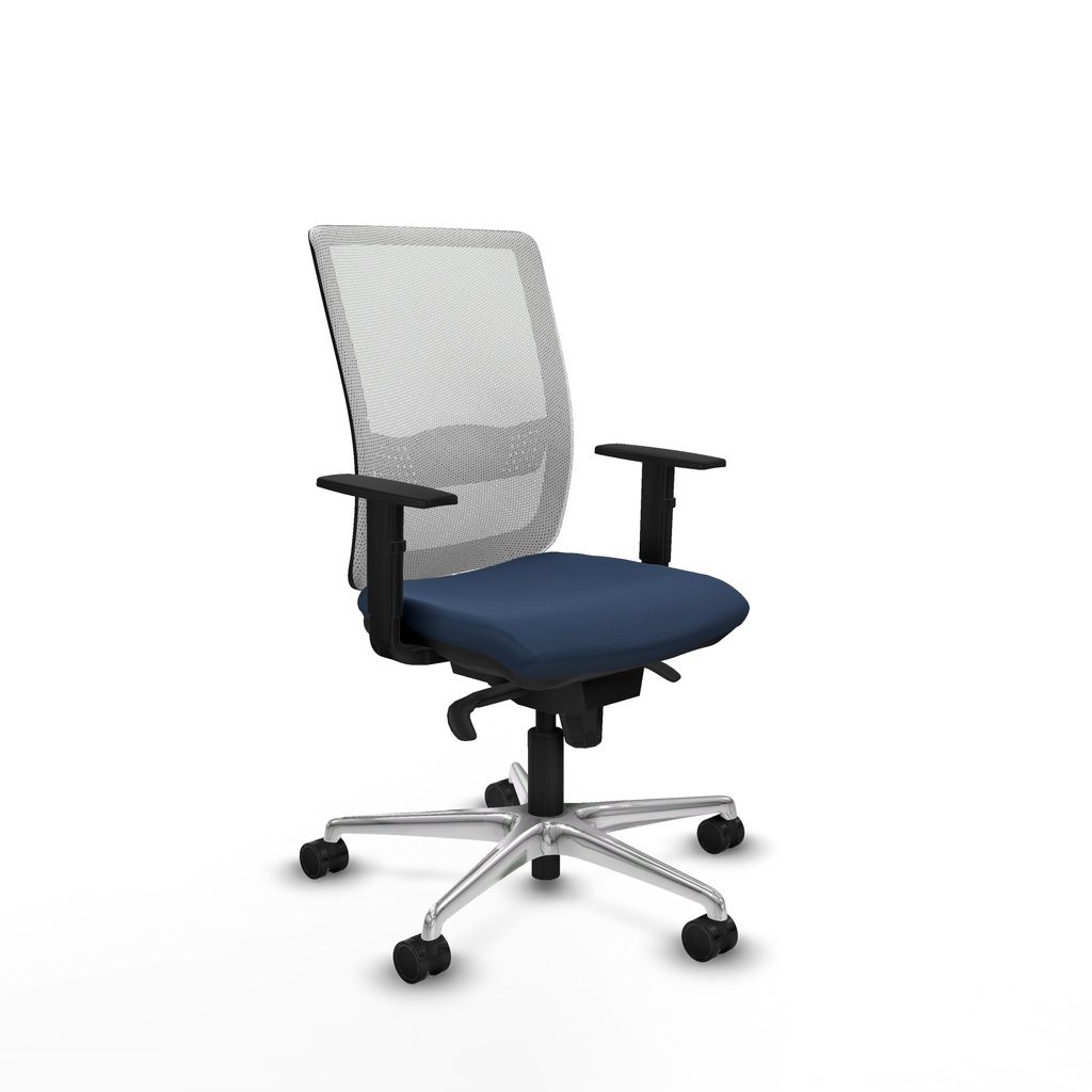 Haches sincro malla blanca similpiel azul marino brazos 1D base aluminio ruedas 65mm nailon