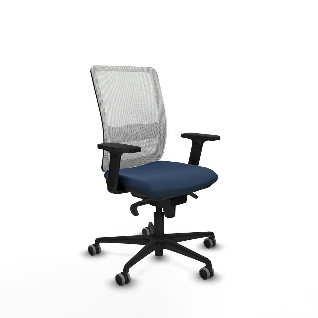 Haches sincro malla blanca similpiel azul marino brazos 2D base nailon ruedas 65mm engomadas