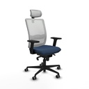 Haches sincro malla blanca similpiel azul marino brazos 2D base nailon cabecero malla 2D ruedas 65mm engomadas
