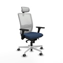 Haches sincro malla blanca similpiel azul marino brazos 3D base blanca cabecero malla 2D ruedas 65mm engomadas