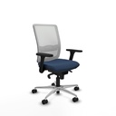 Haches sincro malla blanca similpiel azul marino brazos 3D base aluminio ruedas 65mm nailon