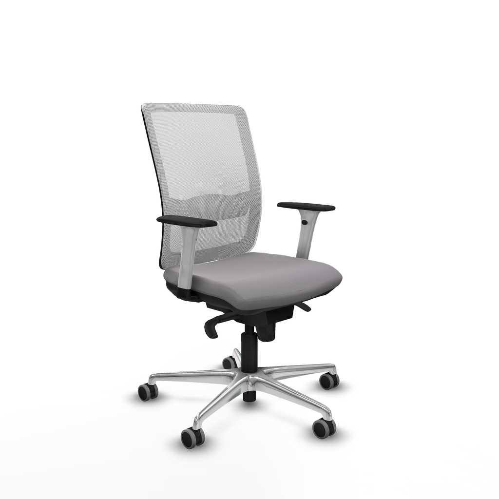 Haches sincro malla blanca similpiel gris brazos blancos base aluminio ruedas 65mm engomadas