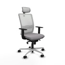 Haches sincro malla blanca similpiel gris brazos 1D base aluminio cabecero malla 2D ruedas 65mm nailon