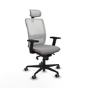 Haches sincro malla blanca similpiel gris brazos 2D base nailon cabecero malla 2D ruedas 65mm engomadas