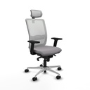 Haches sincro malla blanca similpiel gris brazos 2D base aluminio cabecero malla 2D ruedas 65mm nailon
