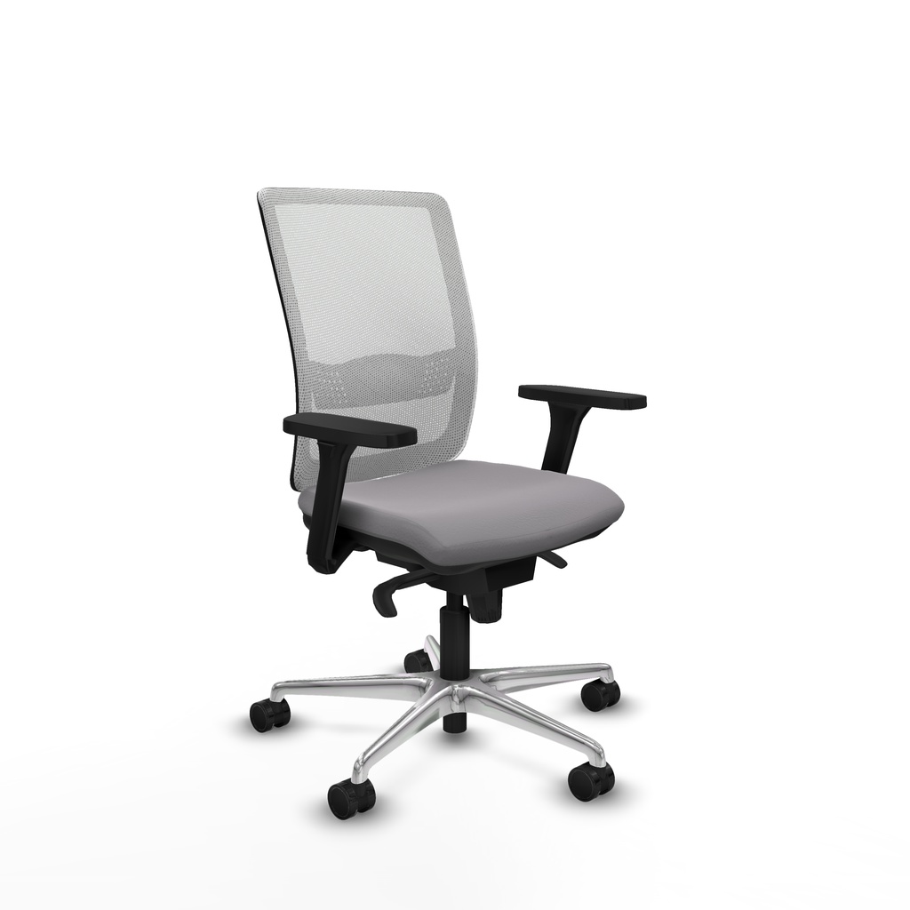 Haches sincro malla blanca similpiel gris brazos 3D base aluminio ruedas 65mm nailon