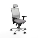 Haches sincro malla blanca similpiel gris brazos 3D base aluminio cabecero malla 2D ruedas 65mm nailon