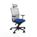 Haches sincro malla blanca similpiel azul brazos blancos base nailon cabecero malla 2D ruedas 65mm nailon