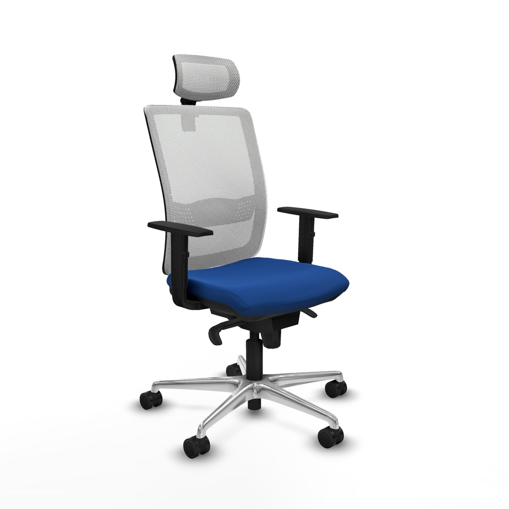 Haches sincro malla blanca similpiel azul brazos 1D base aluminio cabecero malla 2D ruedas 65mm nailon