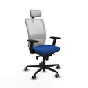 Haches sincro malla blanca similpiel azul brazos 2D base nailon cabecero malla 2D ruedas 65mm engomadas