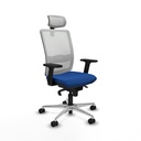 Haches sincro malla blanca similpiel azul brazos 2D base aluminio cabecero malla 2D ruedas 65mm nailon
