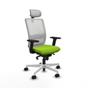 Haches sincro malla blanca similpiel pistacho brazos 2D base blanca cabecero malla 2D ruedas 65mm nailon