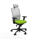 Haches sincro malla blanca similpiel pistacho brazos 2D base nailon cabecero malla 2D ruedas 65mm nailon