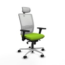 Haches sincro malla blanca similpiel pistacho brazos 3D base aluminio cabecero malla 2D ruedas 65mm nailon