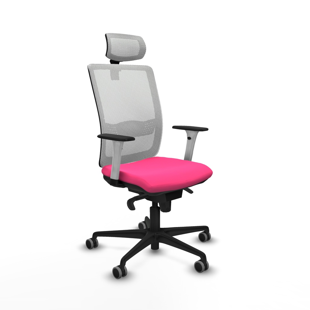 Haches sincro malla blanca similpiel rosa brazos blancos base nailon cabecero malla 2D ruedas 65mm engomadas