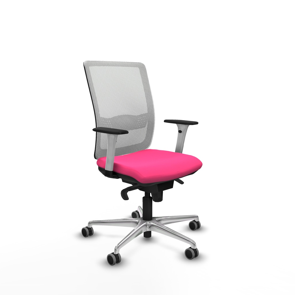 Haches sincro malla blanca similpiel rosa brazos blancos base aluminio ruedas 65mm engomadas