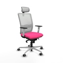 Haches sincro malla blanca similpiel rosa brazos blancos base aluminio cabecero malla 2D ruedas 65mm engomadas