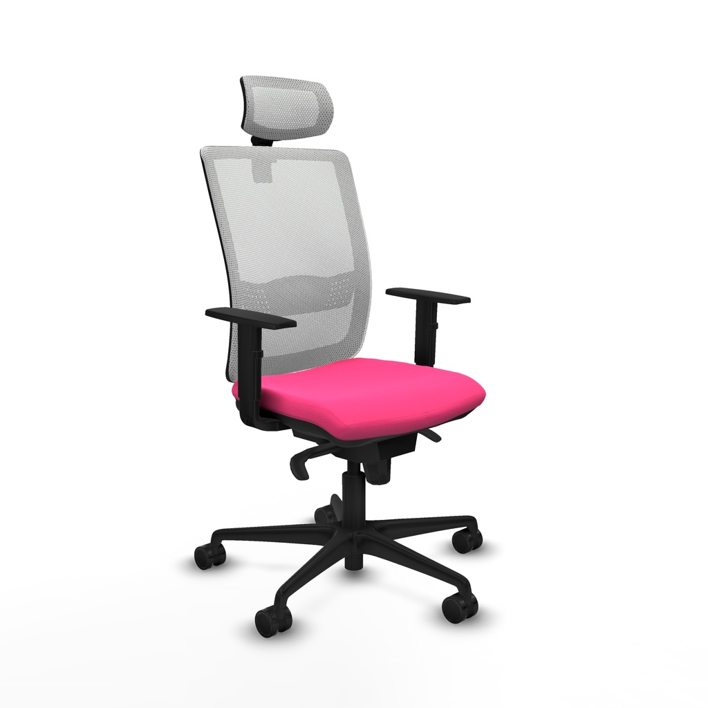 Haches sincro malla blanca similpiel rosa brazos 1D base nailon cabecero malla 2D ruedas 65mm nailon