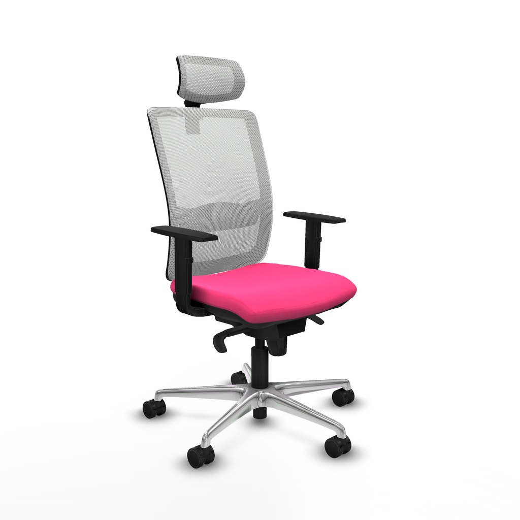 Haches sincro malla blanca similpiel rosa brazos 1D base aluminio cabecero malla 2D ruedas 65mm nailon