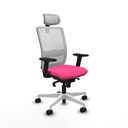 Haches sincro malla blanca similpiel rosa brazos 2D base blanca cabecero malla 2D ruedas 65mm nailon