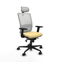 Haches sincro malla blanca similpiel crema brazos 2D base nailon cabecero malla 2D ruedas 65mm nailon
