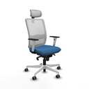 Haches sincro malla blanca similpiel azul claro brazos blancos base blanca cabecero malla 2D ruedas 65mm engomadas