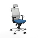 Haches sincro malla blanca similpiel azul claro brazos 1D base aluminio cabecero malla 2D ruedas 65mm nailon