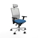 Haches sincro malla blanca similpiel azul claro brazos 3D base blanca cabecero malla 2D ruedas 65mm nailon