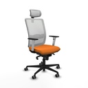 Haches sincro malla blanca similpiel naranja brazos blancos base nailon cabecero malla 2D ruedas 65mm engomadas