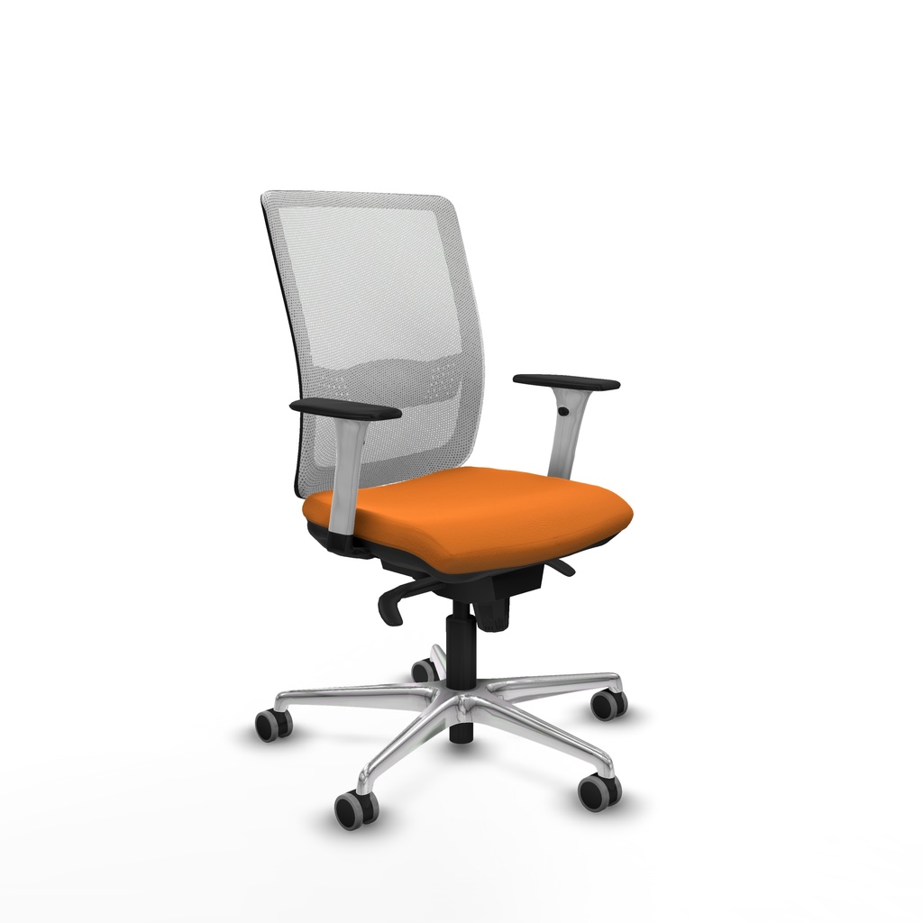 Haches sincro malla blanca similpiel naranja brazos blancos base aluminio ruedas 65mm engomadas