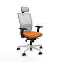 Haches sincro malla blanca similpiel naranja brazos 2D base blanca cabecero malla 2D ruedas 65mm nailon