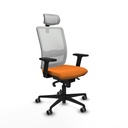 Haches sincro malla blanca similpiel naranja brazos 2D base nailon cabecero malla 2D ruedas 65mm engomadas