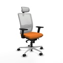 Haches sincro malla blanca similpiel naranja brazos 2D base aluminio cabecero malla 2D ruedas 65mm nailon