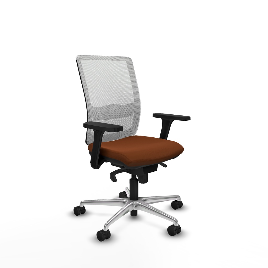 Haches sincro malla blanca similpiel marrón brazos 3D base aluminio ruedas 65mm nailon
