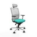 Haches sincro malla blanca similpiel turquesa brazos blancos base aluminio cabecero malla 2D ruedas 65mm engomadas