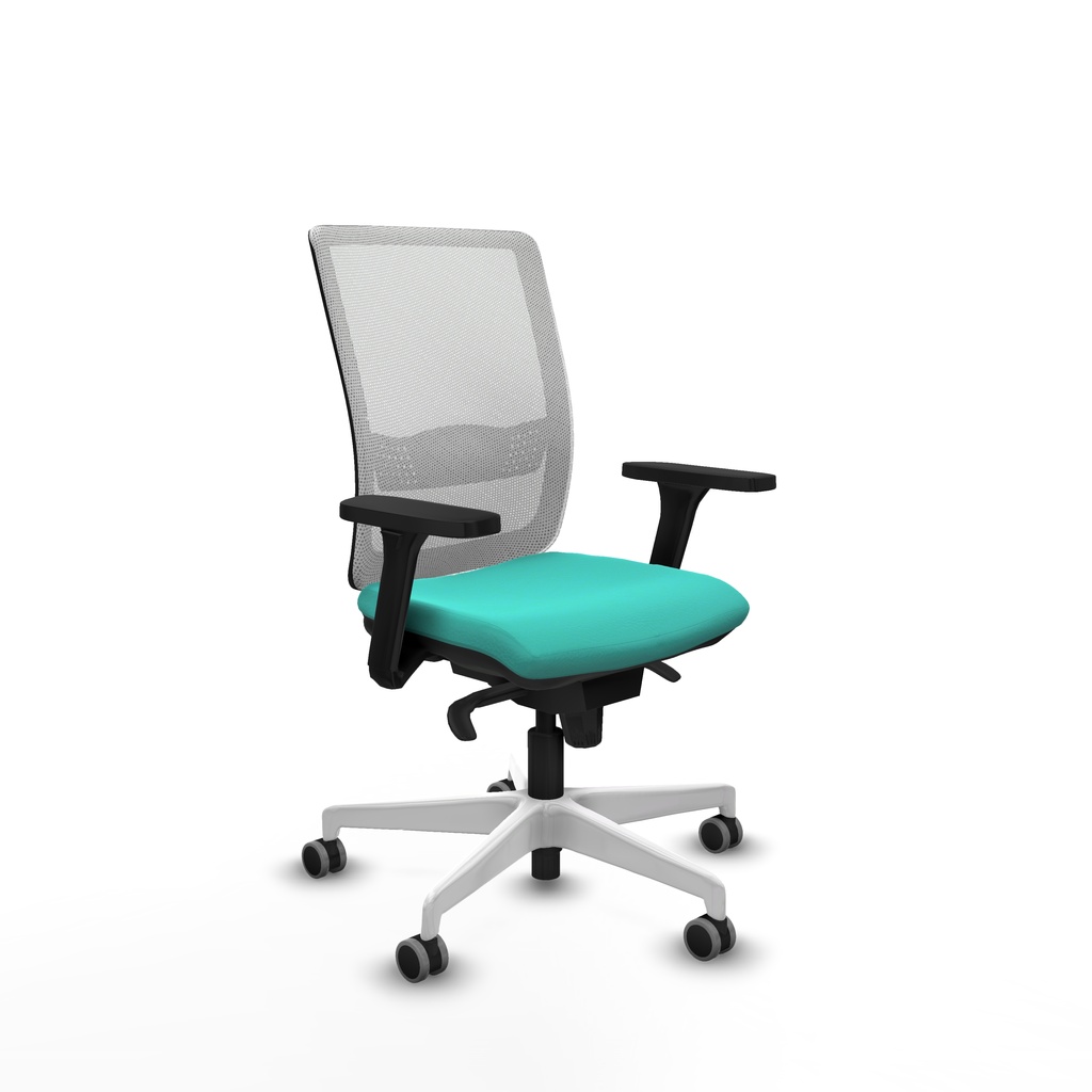 Haches sincro malla blanca similpiel turquesa brazos 3D base blanca ruedas 65mm engomadas