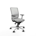 Haches sincro malla blanca similpiel gris claro brazos blancos base aluminio ruedas 65mm engomadas