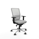 Haches sincro malla blanca similpiel gris claro brazos 1D base aluminio ruedas 65mm engomadas